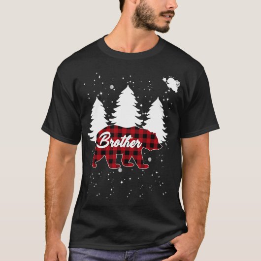Buffalo Plaid Brother Bear Christmas Tree Pajama F Tシャツ (正面)