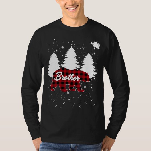 Buffalo Plaid Brother Bear Christmas Tree Pajama F Tシャツ (正面)