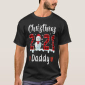 Buffalo Plaid Christmas 2021 Daddy Snowman Tシャツ (正面)