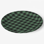 Buffalo Plaid Christmas Black Green ペーパープレート (アングル)