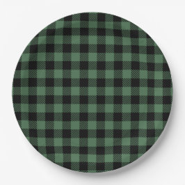 Buffalo Plaid Christmas Black Green ペーパープレート