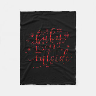 Buffalo Plaid Christmas Song Baby It's Cold Outsid フリースブランケット