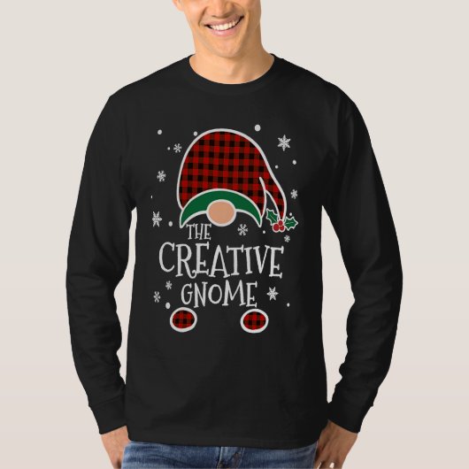 Buffalo Plaid Creative Gnome  Christmas Family Mat Tシャツ (正面)