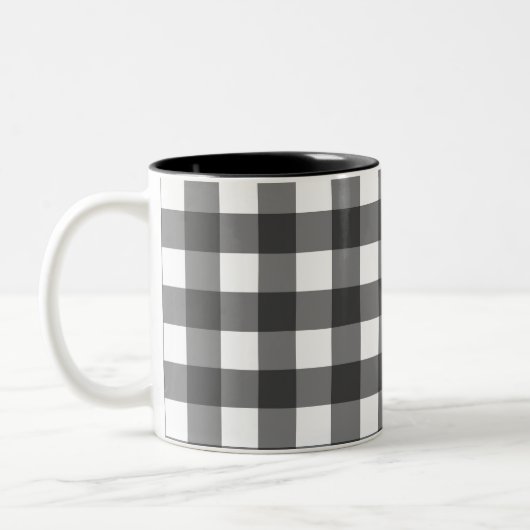 Buffalo Plaid Duvet Cover – Black and White Check  ツートーンマグカップ (左)
