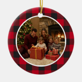 Buffalo Plaid Family Christmas セラミックオーナメント