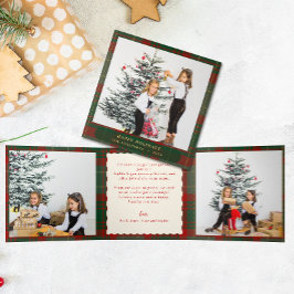 Buffalo Plaid Festive Photos Christmas   三つ折りクリスマスカード