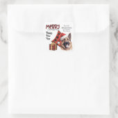 Buffalo Plaid German Shepherd Dog Christmas スクエアシール (バッグ)