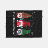 Buffalo Plaid Gnome Healthcare Worker Nurse Christ フリースブランケット (正面(横))