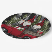 Buffalo Plaid Gnomes Holiday Truck Paper Plates ペーパープレート (アングル)