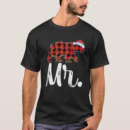 Buffalo Plaid Matching Family Christmas Mr. Bear P Tシャツ (正面)
