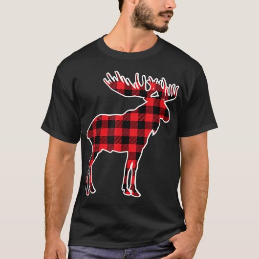 Buffalo Plaid Moose Christmas Design Tシャツ (正面)