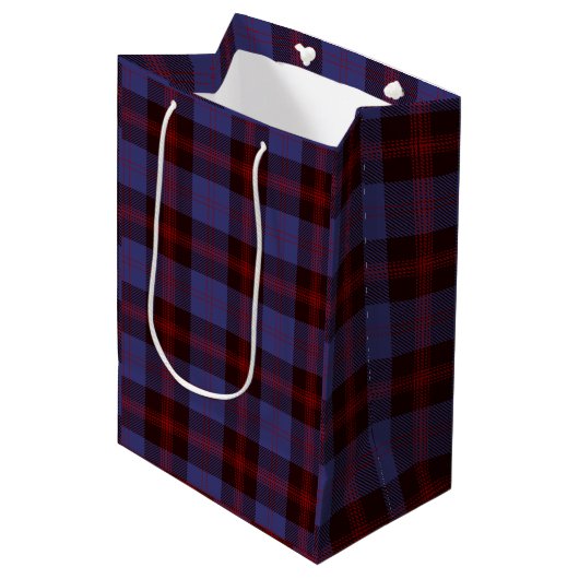 Buffalo plaid navy blue red  ミディアムペーパーバッグ (正面アングル)