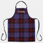 Buffalo plaid navy blue red monogram name エプロン (正面)