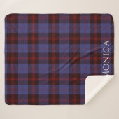 Buffalo plaid navy blue red monogram name シェルパブランケット (正面(横))