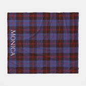 Buffalo plaid navy blue red monogram name フリースブランケット (正面(横))