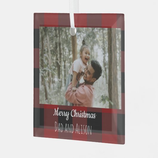 Buffalo plaid one ガラスオーナメント (正面左)