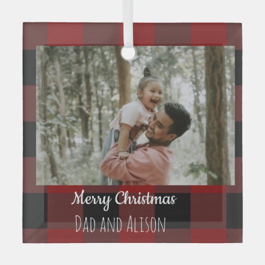 Buffalo plaid one ガラスオーナメント (正面)