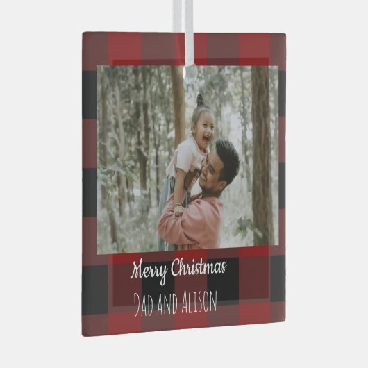 Buffalo plaid one ガラスオーナメント (正面右)