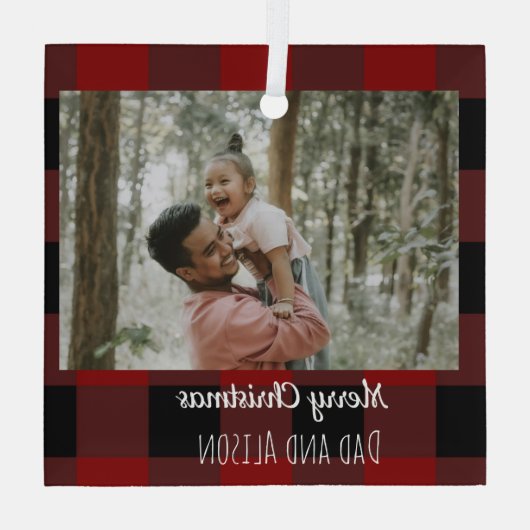 Buffalo plaid one ガラスオーナメント (裏面)