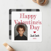 Buffalo Plaid Photo Valentine Kids Classroom ノートカード (正面/裏面インサイチュ)