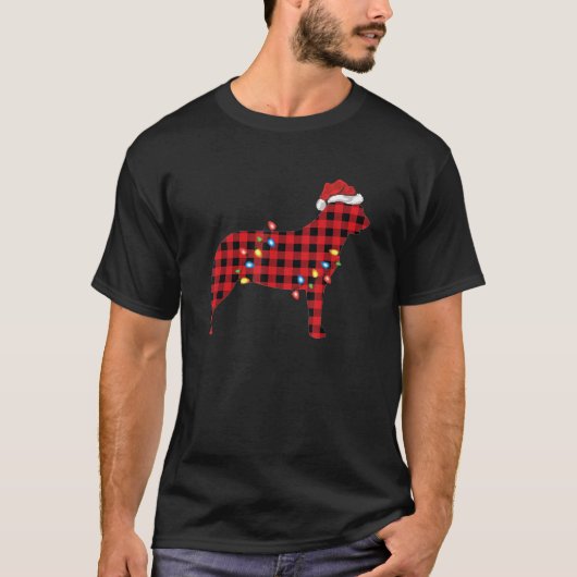 Buffalo Plaid Santa Australian Cattle Dog Christma Tシャツ (正面)