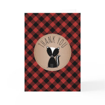 Buffalo Plaid Skunk Baby Shower Thank You
