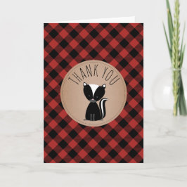 Buffalo Plaid Skunk Baby Shower Thank You サンキューカード