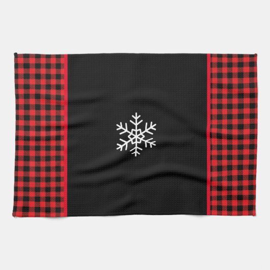 Buffalo Plaid Snowflake キッチンタオル (横)