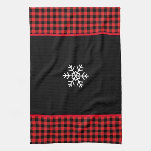Buffalo Plaid Snowflake キッチンタオル (縦)