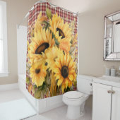 Buffalo Plaid Sunflower Shower Curtains シャワーカーテン (インサイチュ)