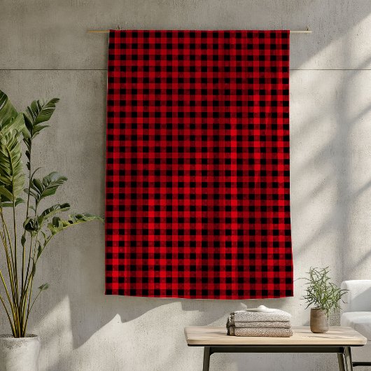 Buffalo Plaid Throw Red Black Lumberjack Vibes フリースブランケット