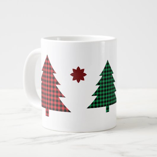 Buffalo Plaid Trees ジャンボコーヒーマグカップ (正面左)