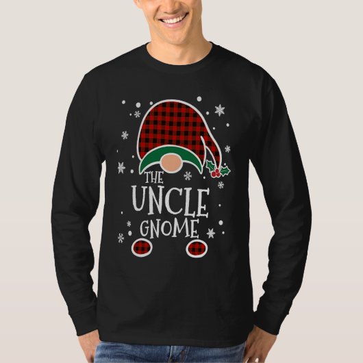 Buffalo Plaid Uncle Gnome  Christmas Family Matchi Tシャツ (正面)