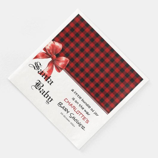 Buffalo Plaid Watercolor Red Bow Baby Shower (コーナー)