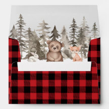 Buffalo Plaid Woodland 5x7カードまたは招待状封筒