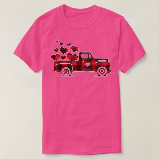 Buffalo Red Plaid Truck With Heart Cute Valentine' Tシャツ (デザイン正面)
