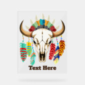 Buffalo Skull Native American Emblem アクリルサイン (正面)