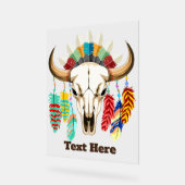 Buffalo Skull Native American Emblem アクリルサイン (傾斜)