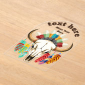 Buffalo Skull Native American Emblem アクリル招待状 (レイダウン)