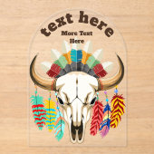 Buffalo Skull Native American Emblem アクリル招待状 (正面)