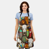 Buffalo Skull Native American Emblem エプロン (着用した状態)