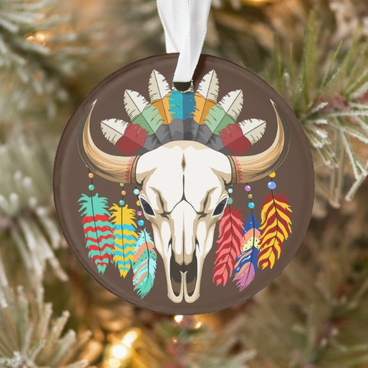 Buffalo Skull Native American Emblem オーナメント (ツリー)