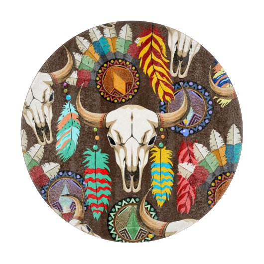 Buffalo Skull Native American Emblem カッティングボード (正面)
