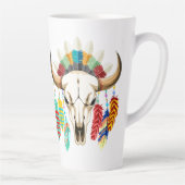 Buffalo Skull Native American Emblem カフェラテマグ (右)
