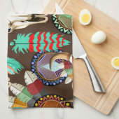 Buffalo Skull Native American Emblem キッチンタオル (四つ折り)