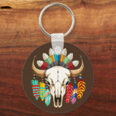 Buffalo Skull Native American Emblem キーホルダー (正面)