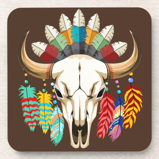 Buffalo Skull Native American Emblem コースター (正面)