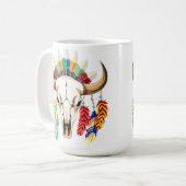 Buffalo Skull Native American Emblem コーヒーマグカップ (正面左)