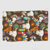 Buffalo Skull Native American Emblem ゴルフタオル (横)