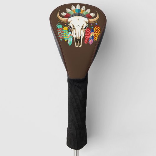 Buffalo Skull Native American Emblem ゴルフヘッドカバー (正面)